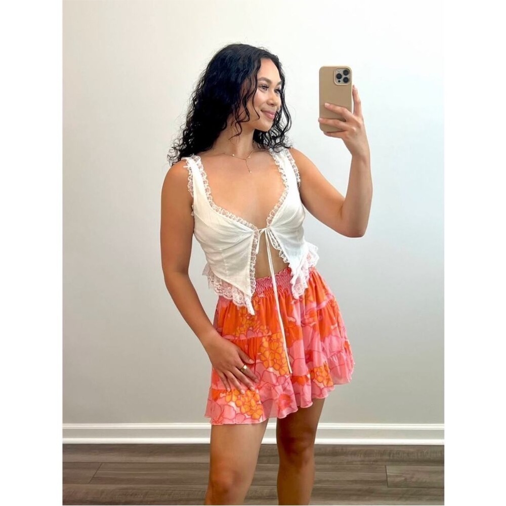 Show Me Your Mumu Velma Skirt Retro Garden Pink Orange Size XS